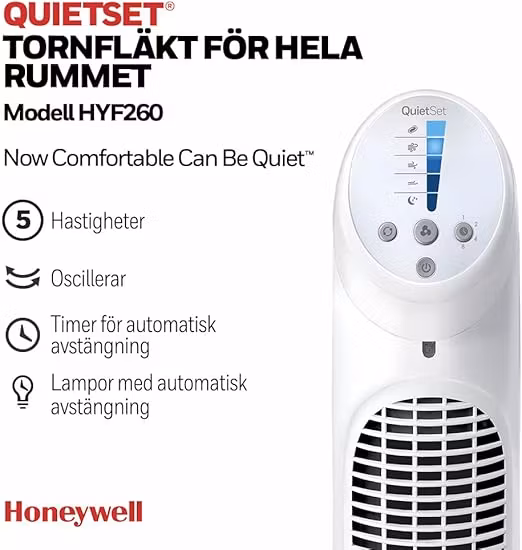 Honeywell QuietSet HYF260E4 Tornfläkt Vit