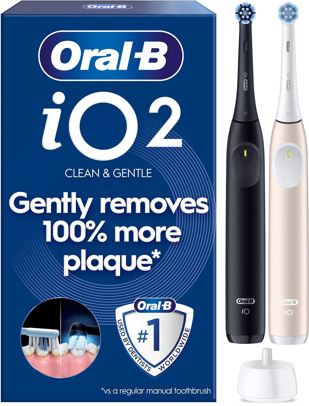 Oral-B iO2 Eltandborste Duo-pack inkl Resefodral Svart och Rosa