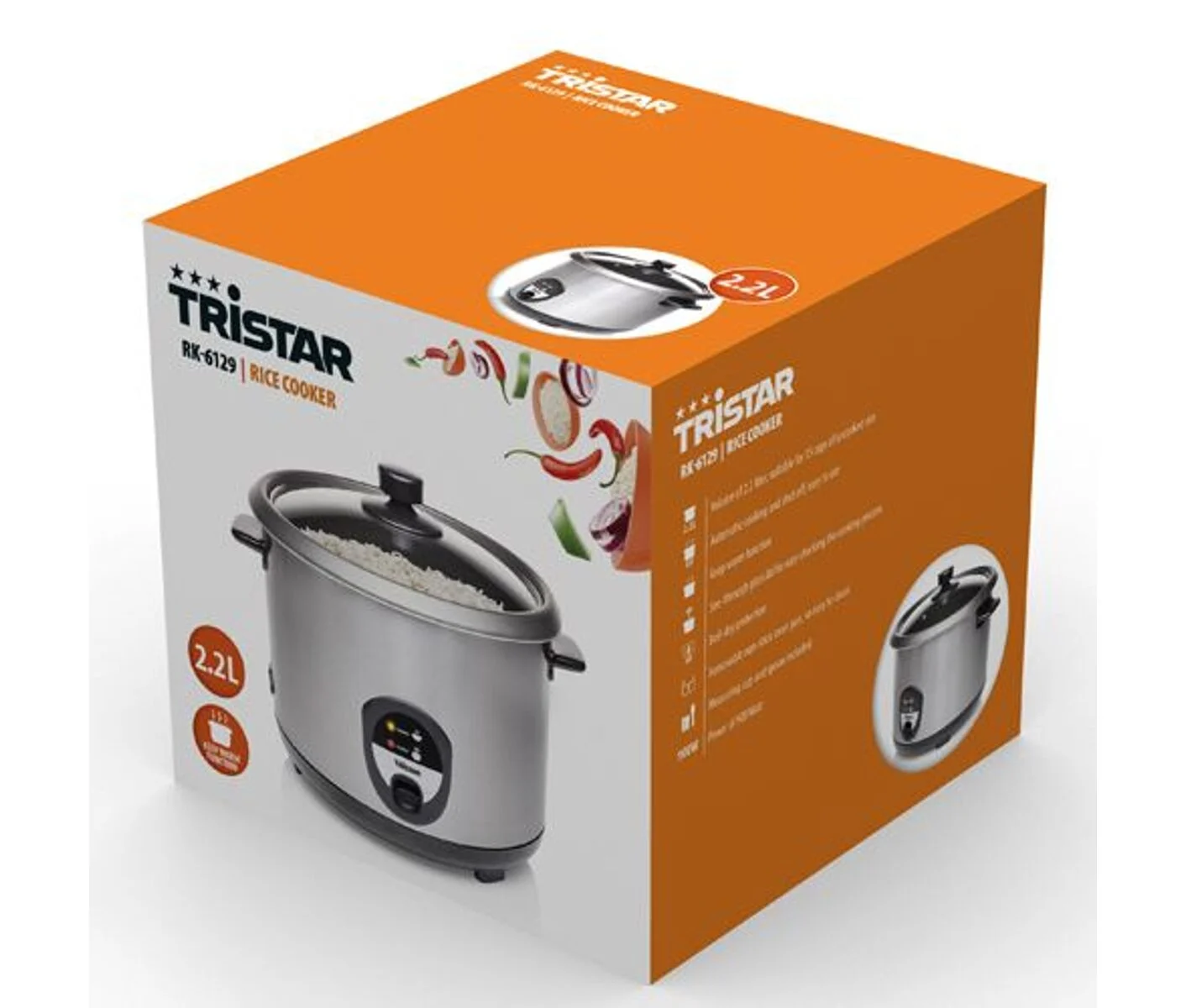 Tristar RK-6129 Riskokare 2.2 liter 900 W Rostfritt stål
