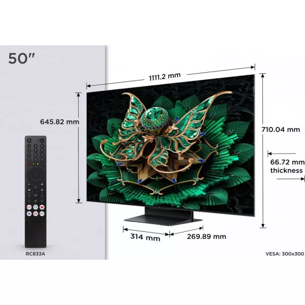 TCL 50C7K 50" 4K UHD QLED Smart TV Google TV Mini-LED Quantum Dot Pro