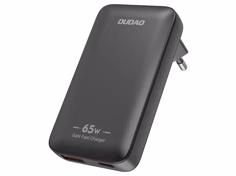 Dudao A65Q Adapter 65Watt GaN 1xUSB-C + 1xUSB-A Svart