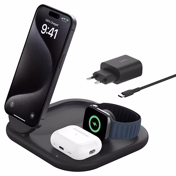 Belkin BoostCharge Trådlös laddare Vikbar 15Watt Svart