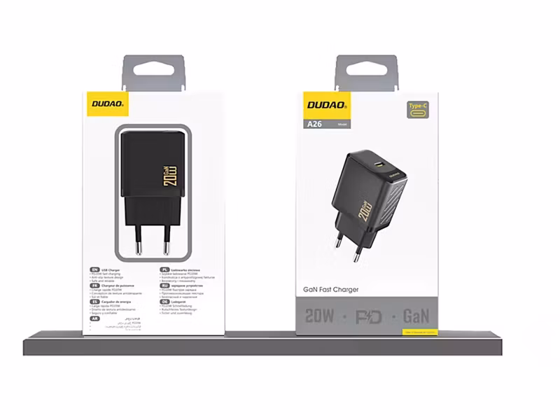 Dudao A26EU Adapter Väggladdare 20Watt GaN 1xUSB-C Svart