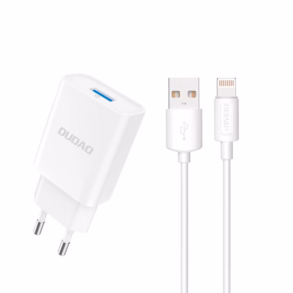 Dudao A4EU Adapter Väggladdare 10Watt 1xUSB-A (USB-A till Lightning kabel inkl) Vit