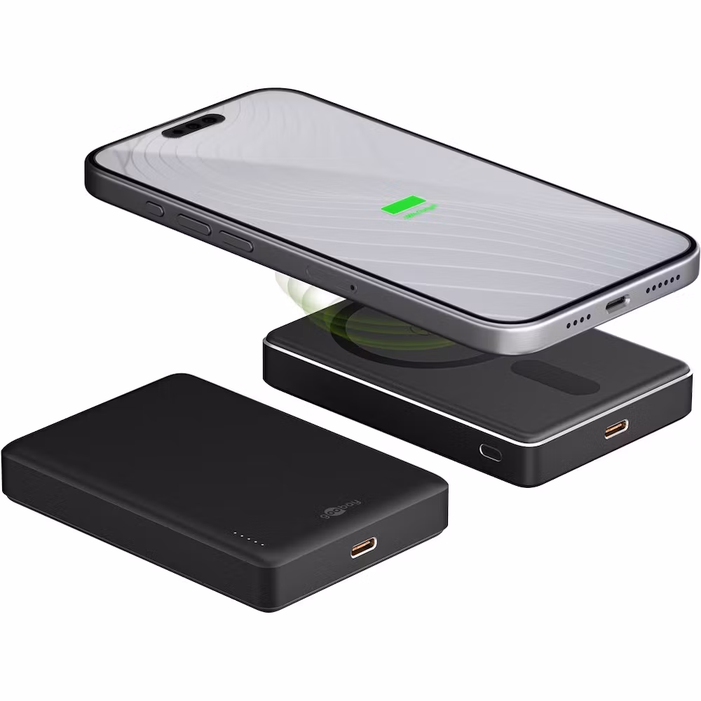 Goobay Magnetisk Powerbank Trådlös 10,000 mAh Svart