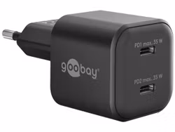 Goobay USBx2 GaN Adapter Väggladdare 35W PD Svart