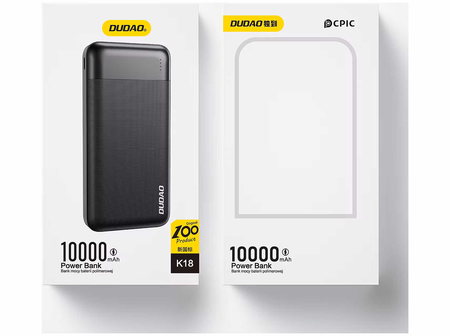 Dudao K18 Powerbank 10000 mAh 10 Watt 2 x USB-A, 1 x USB Type C 1x Micro-USB Vit