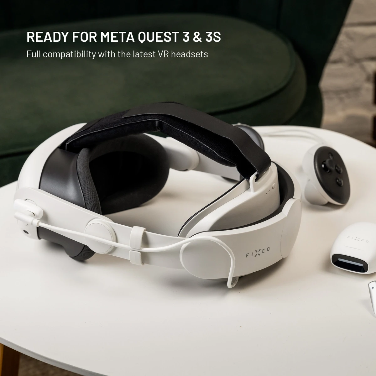 FIXED VR POWER 6.000mAh Huvudband med reservström för Meta Quest 3/3S Vit