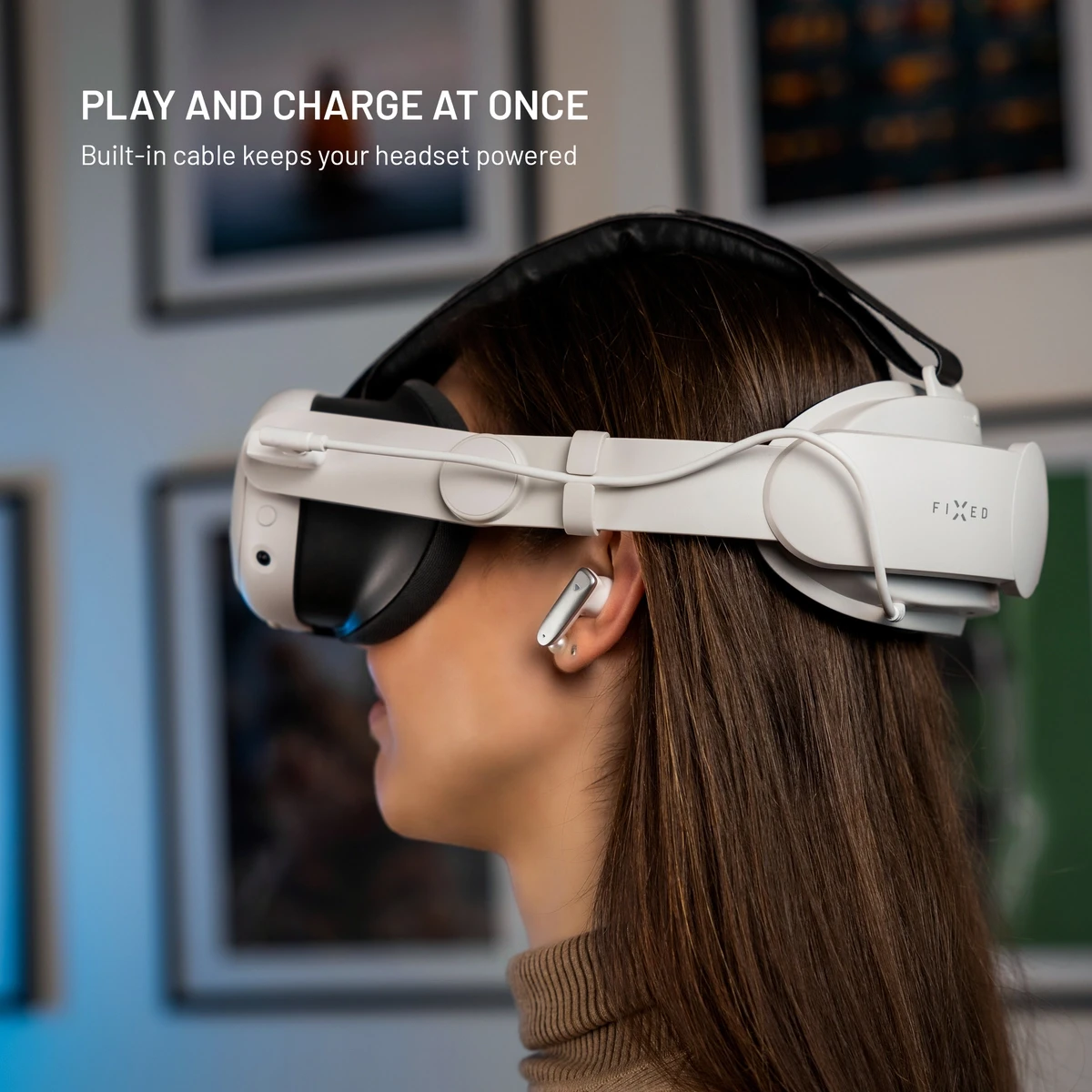 FIXED VR POWER 6.000mAh Huvudband med reservström för Meta Quest 3/3S Vit