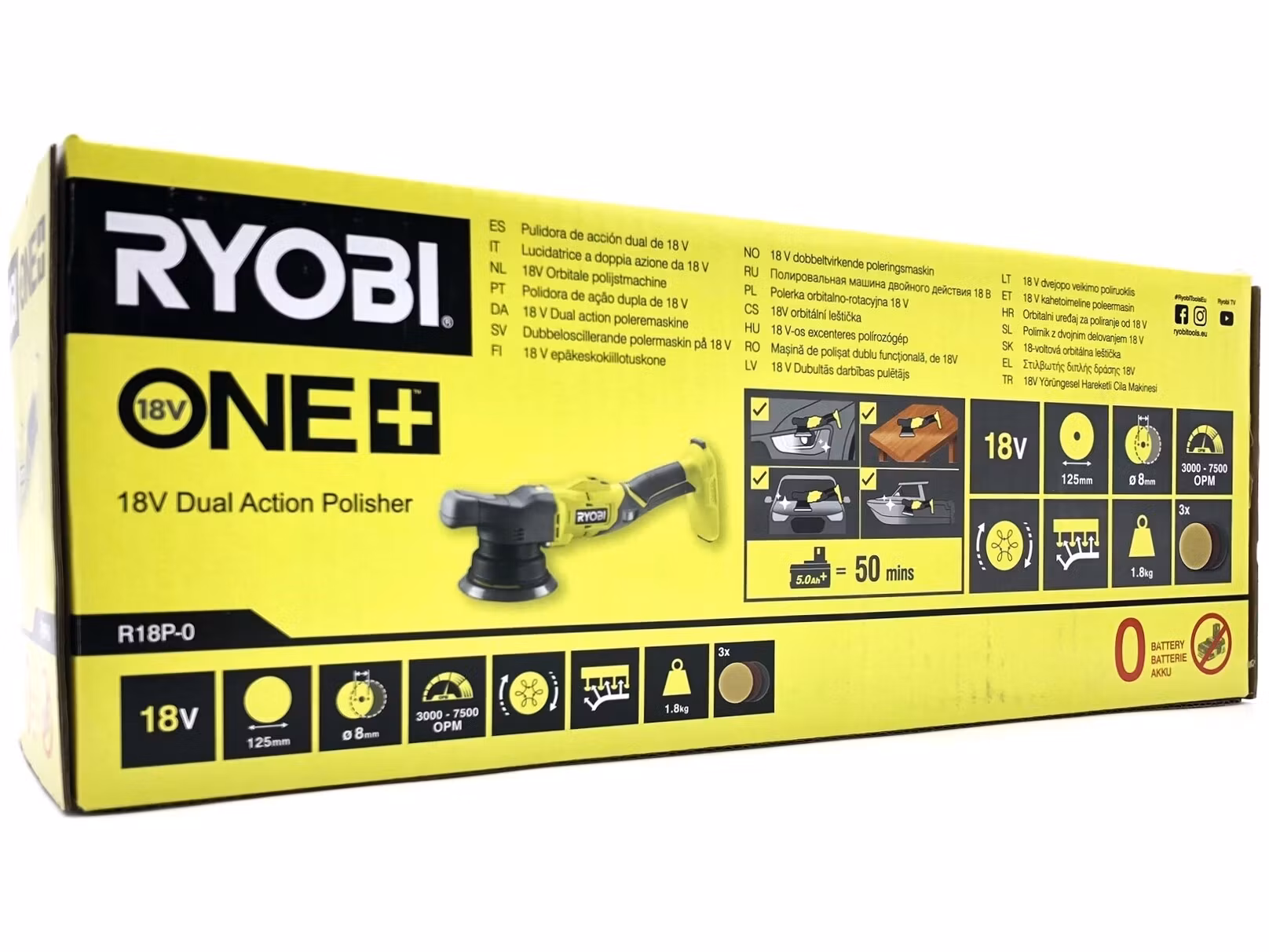 Ryobi R18P-0 One+ 18 V Polermaskin (utan batteri och laddare)