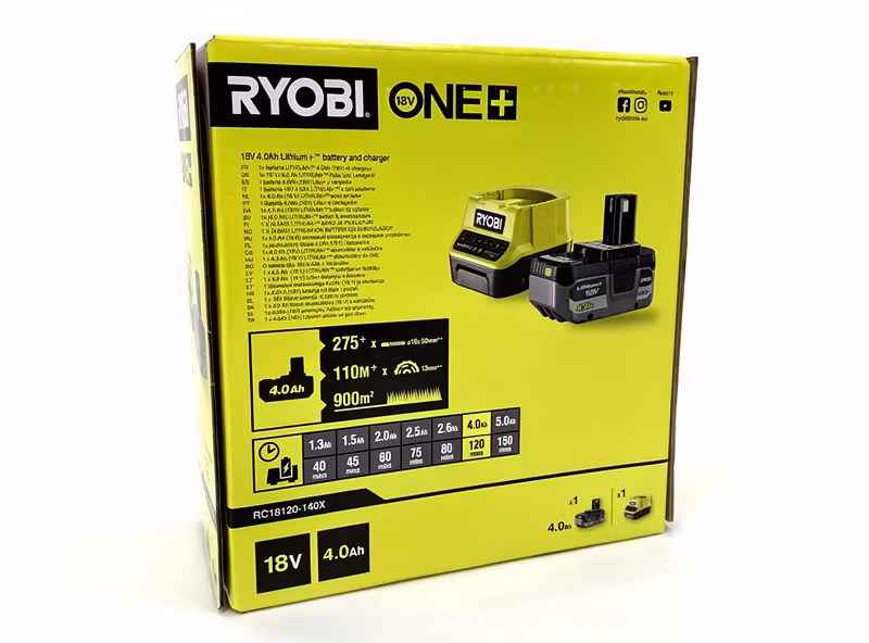 Ryobi RC18120-140X 18 V/4,0 Ah Lithium+ Batteri & Laddare