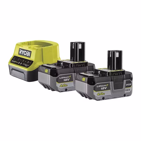 Ryobi One+ Batteriladdare18V & 2 st 4.0Ah batterier