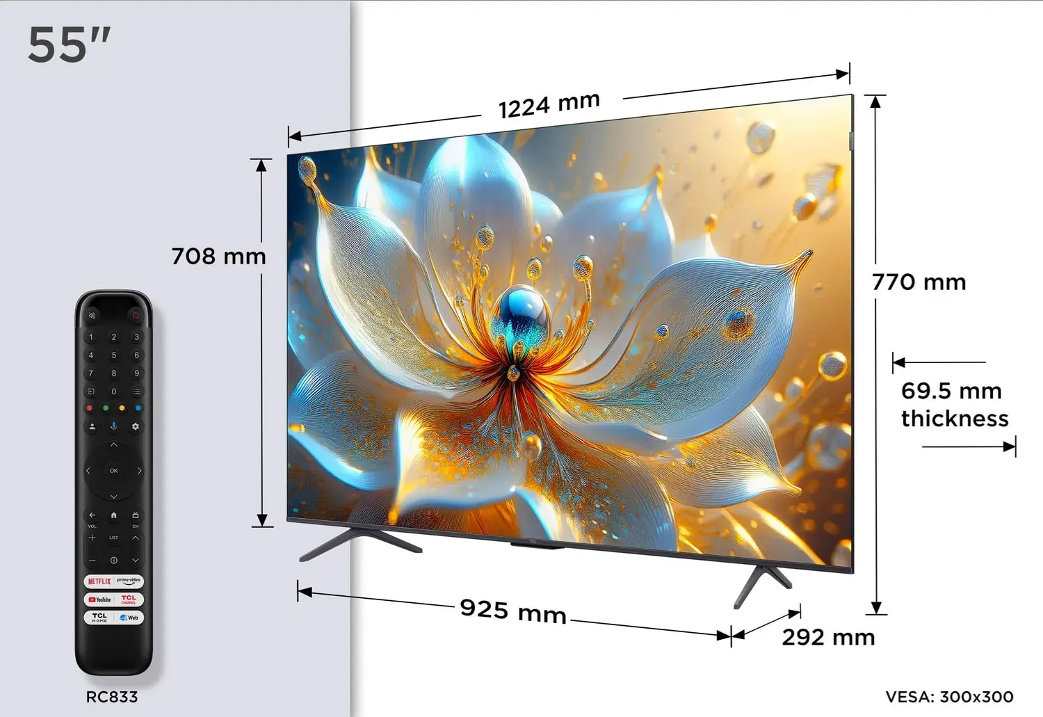 TCL 55T8C 55" 4K Ultra HD Smart TV Wi-Fi QLED Google TV