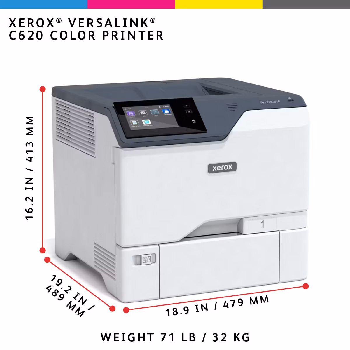 Xerox VersaLink C620 A4 50 sid/min duplexskrivare PS3 PCL5e/6 2 fack 650 ark