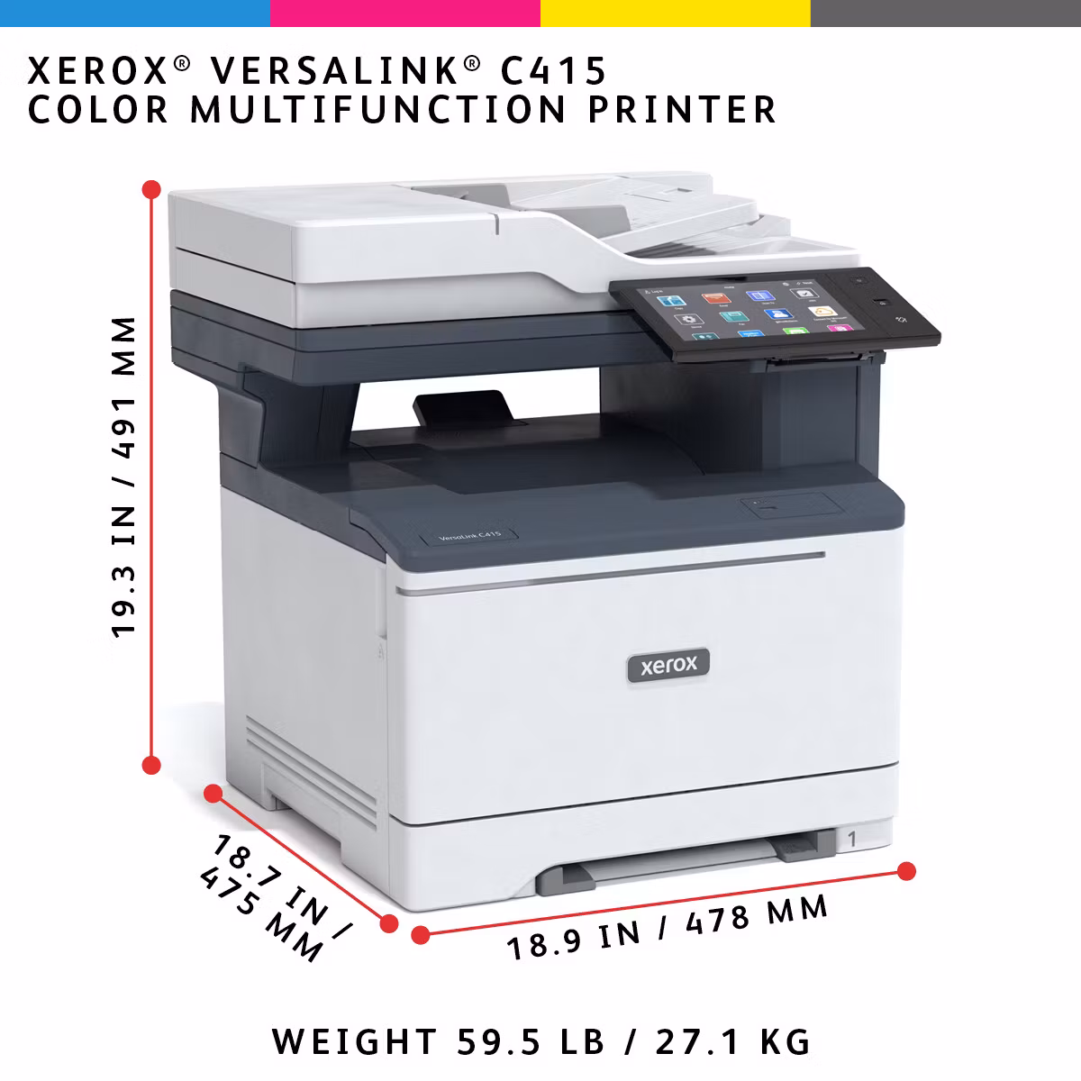 Xerox VersaLink C415 A4 40 sid/min Duplex Kopiering/Utskrift/Skanning/Fax PS3 PCL5e/6 2 fack 251 ark