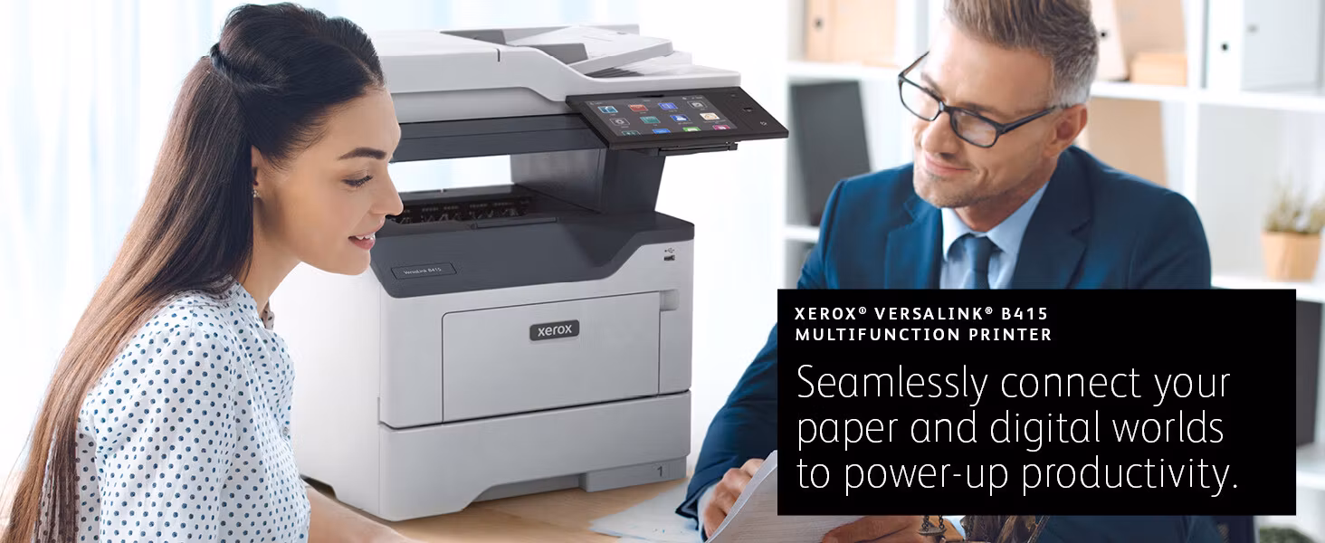 Xerox VersaLink B415 A4 47 sid/min Duplex Kopiering/Utskrift/Skanning/Fax PS3 PCL5e/6 2 fack totalt 650 ark