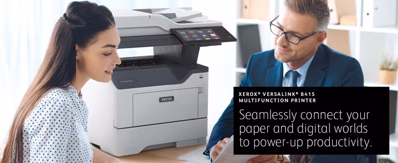 Xerox VersaLink B415 A4 47 sid/min Duplex Kopiering/Utskrift/Skanning/Fax PS3 PCL5e/6 2 fack totalt 650 ark