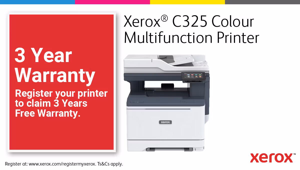 Xerox C325 A4 33 sid/min trådlös duplex kopiator/skrivare/skanner/fax PS3 PCL5e/6 2 fack totalt 251 ark