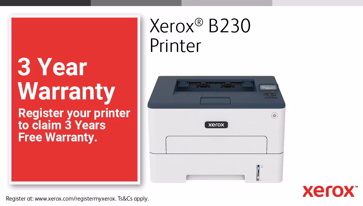 Xerox B230 A4 34 sid/min trådlös duplexskrivare PCL5e/6 2 fack totalt 251 ark