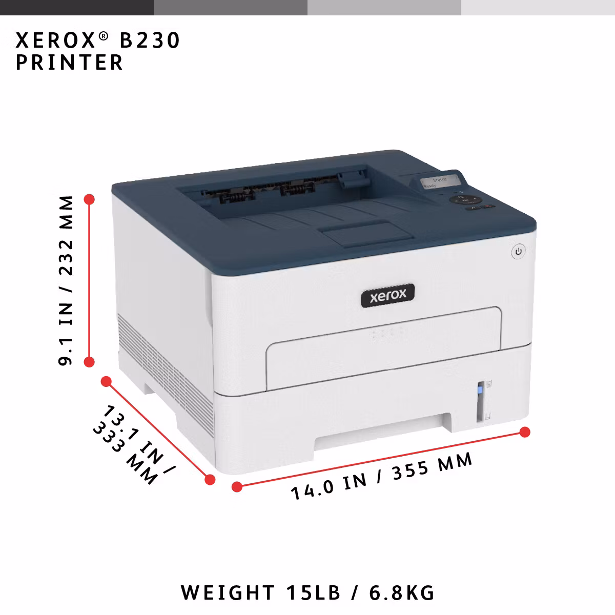 Xerox B230 A4 34 sid/min trådlös duplexskrivare PCL5e/6 2 fack totalt 251 ark