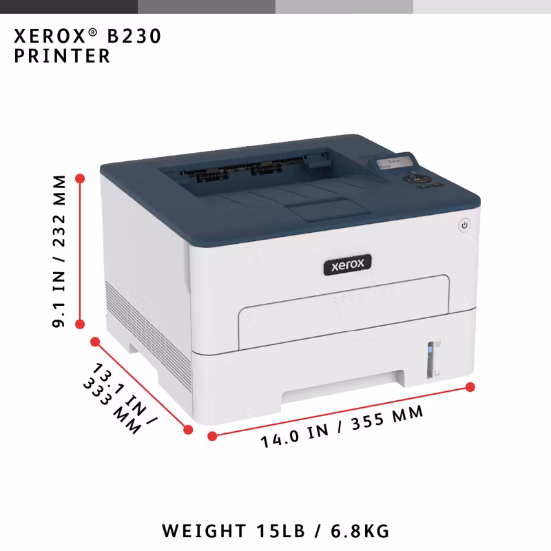 Xerox B230 A4 34 sid/min trådlös duplexskrivare PCL5e/6 2 fack totalt 251 ark