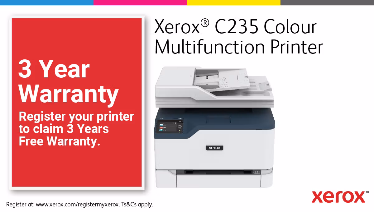 Xerox C235 A4 22 sid/min trådlös kopiator/skrivare/skanner/fax PS3 PCL5e/6 ADF 2 fack totalt 251 ark