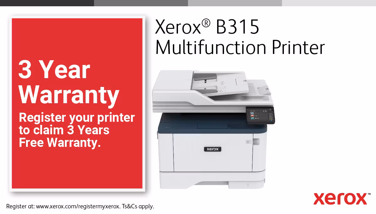 Xerox B315 A4 40ppm trådlös duplex skrivare/kopiator/skanner/fax PS3 PCL5e/6 2 fack 350 ark