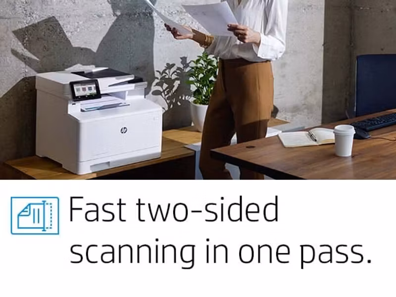 HP Color LaserJet Pro MFP M479fdw, skriv ut, kopiera, skanna, faxa, e‑post, Skanna till e‑post/PDF; dubbelsidig utskrift; 50‑arks ADF utan krökning