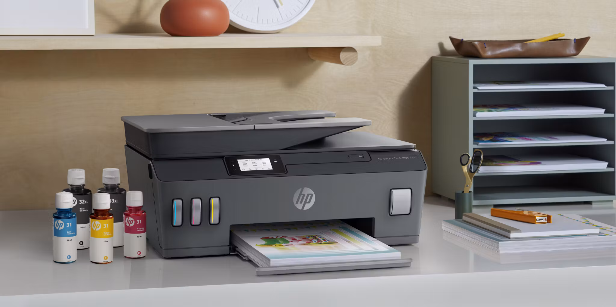 HP Smart Tank Plus 655 trådlös multifunktionsskrivare i färg – skrivare, kopiator, skanner