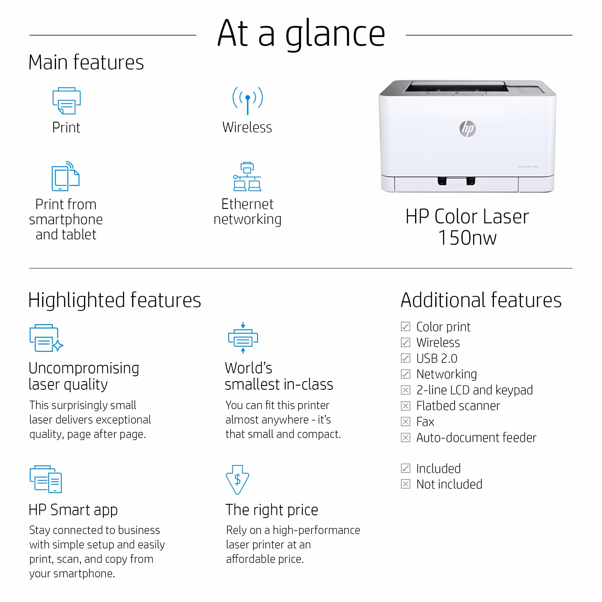 HP Color Laser 150nw 600 x 600 DPI A4 Wi‑Fi