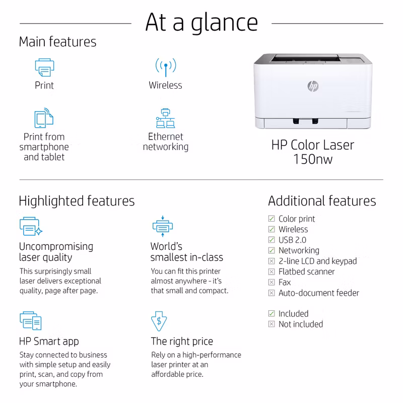 HP Color Laser 150nw 600 x 600 DPI A4 Wi‑Fi