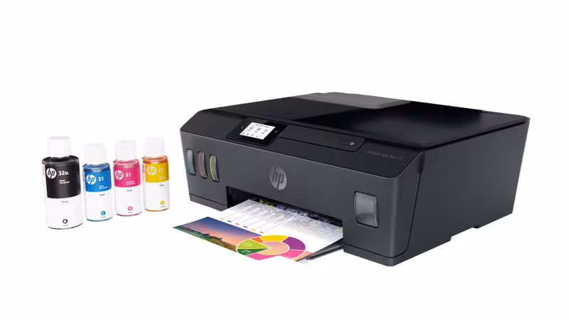 HP Smart Tank Plus 570 trådlös multifunktionsskrivare i färg – skrivare, kopiator, skanner