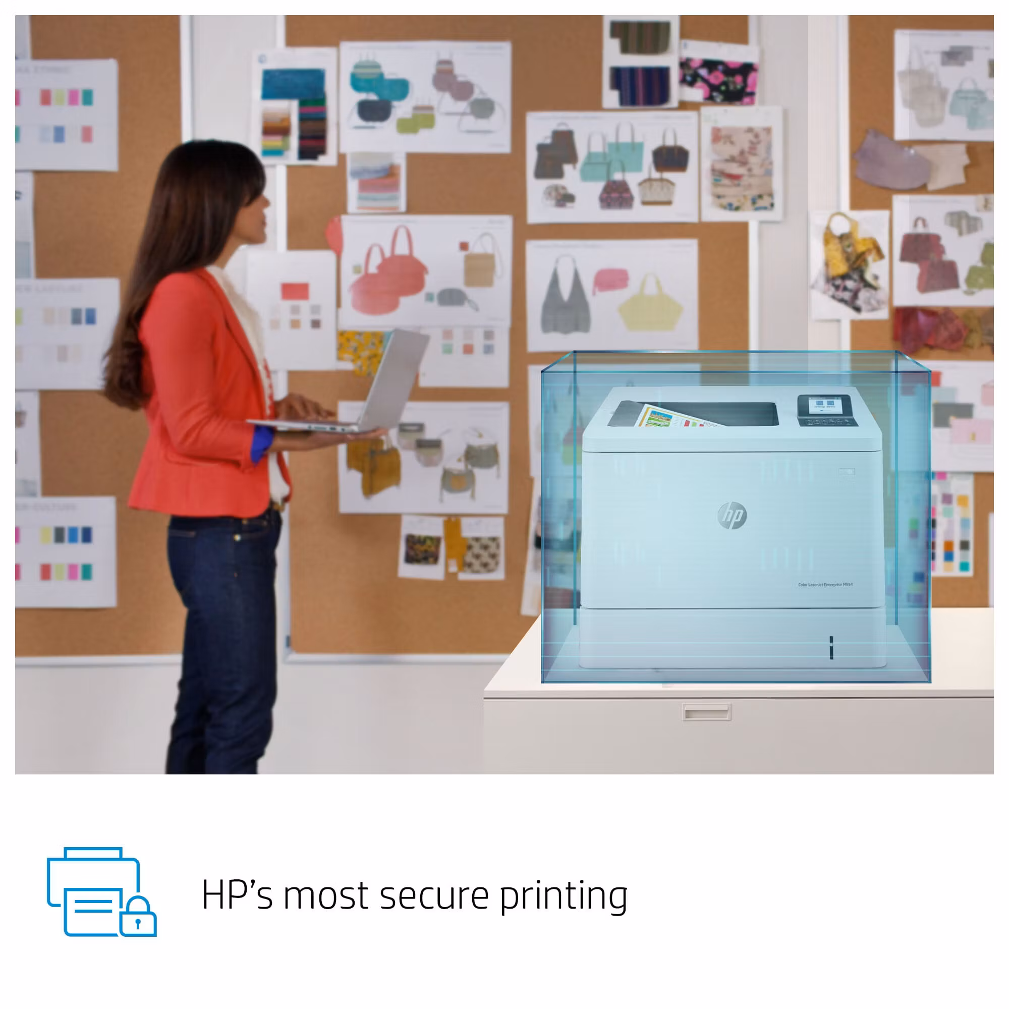 HP Color LaserJet Enterprise M554dn-skrivare, utskrift, USB-utskrift framifrån, dubbelsidig utskrift
