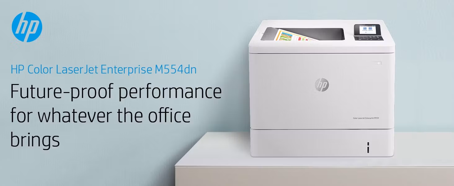 HP Color LaserJet Enterprise M554dn-skrivare, utskrift, USB-utskrift framifrån, dubbelsidig utskrift