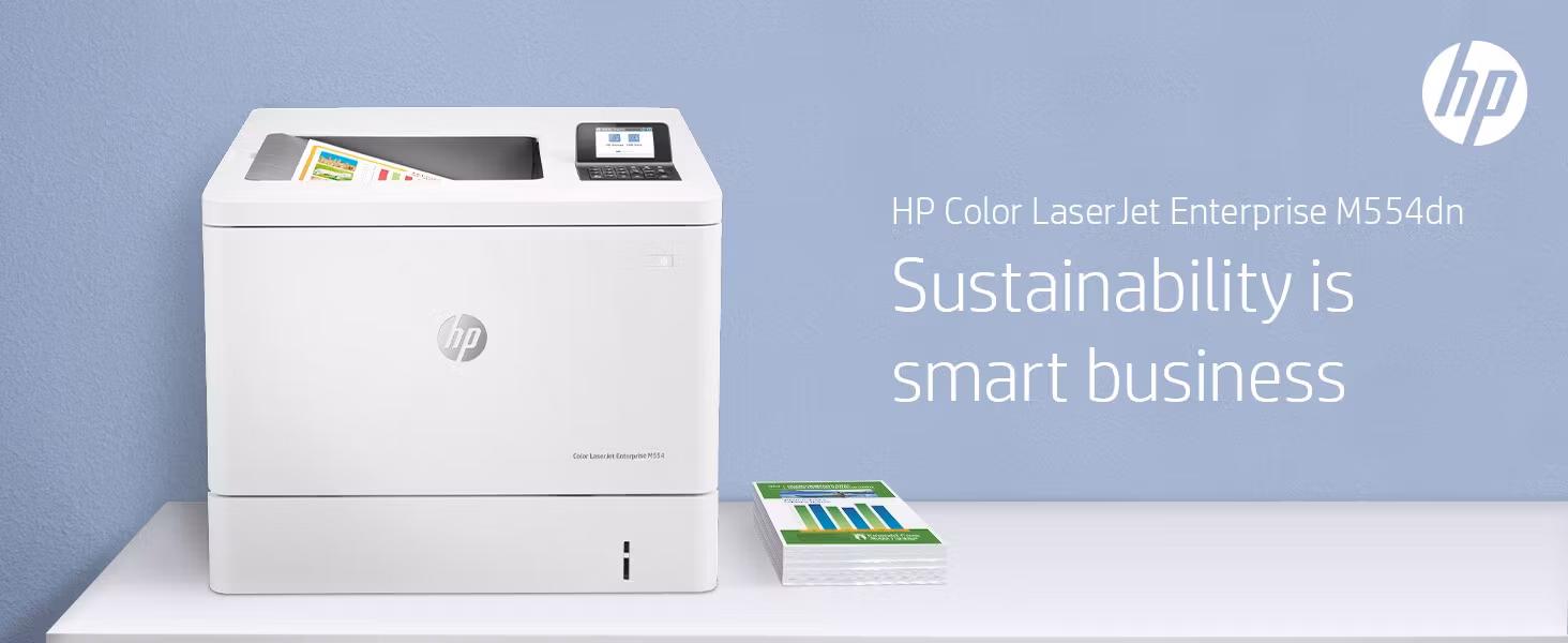 HP Color LaserJet Enterprise M554dn-skrivare, utskrift, USB-utskrift framifrån, dubbelsidig utskrift