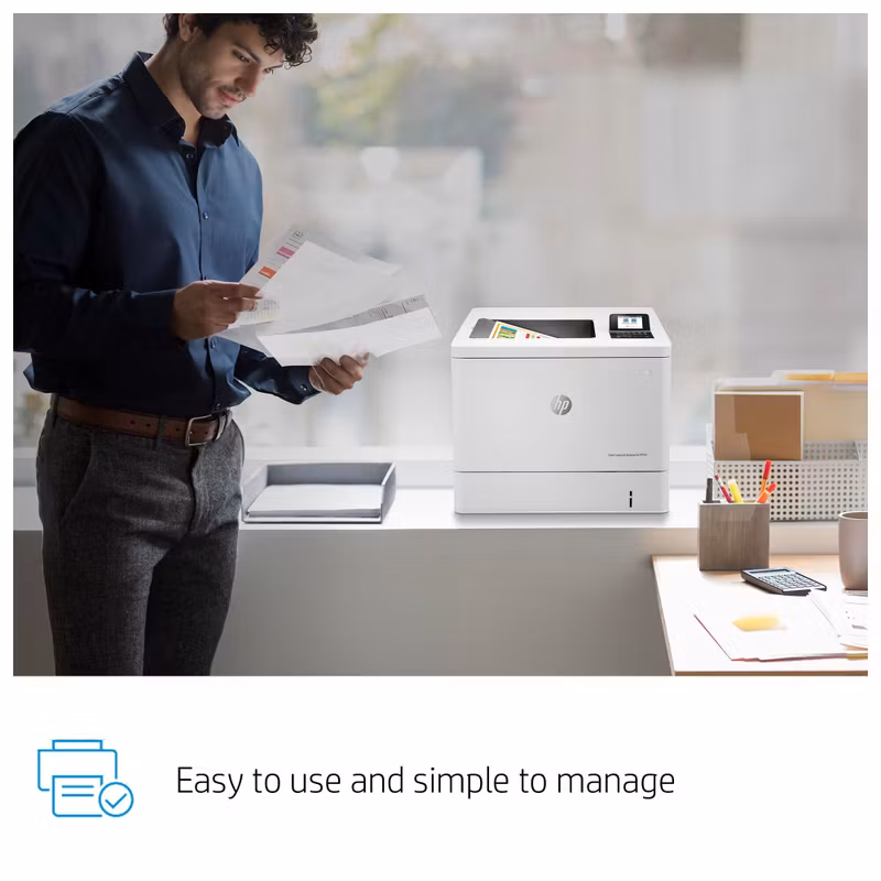 HP Color LaserJet Enterprise M554dn-skrivare, utskrift, USB-utskrift framifrån, dubbelsidig utskrift