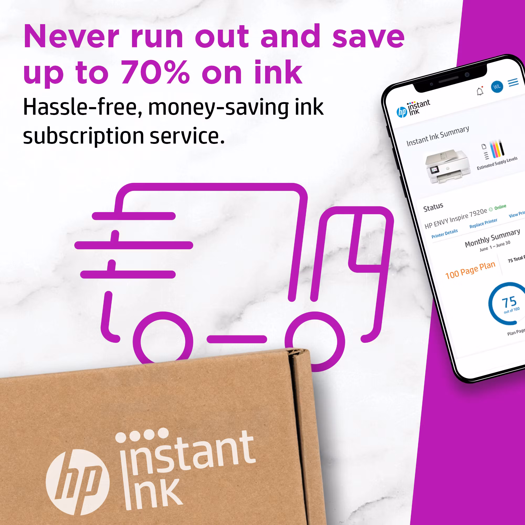 HP ENVY Inspire 7920e trådlös multifunktionsskrivare i färg, Instant Ink; kopiator, skanner