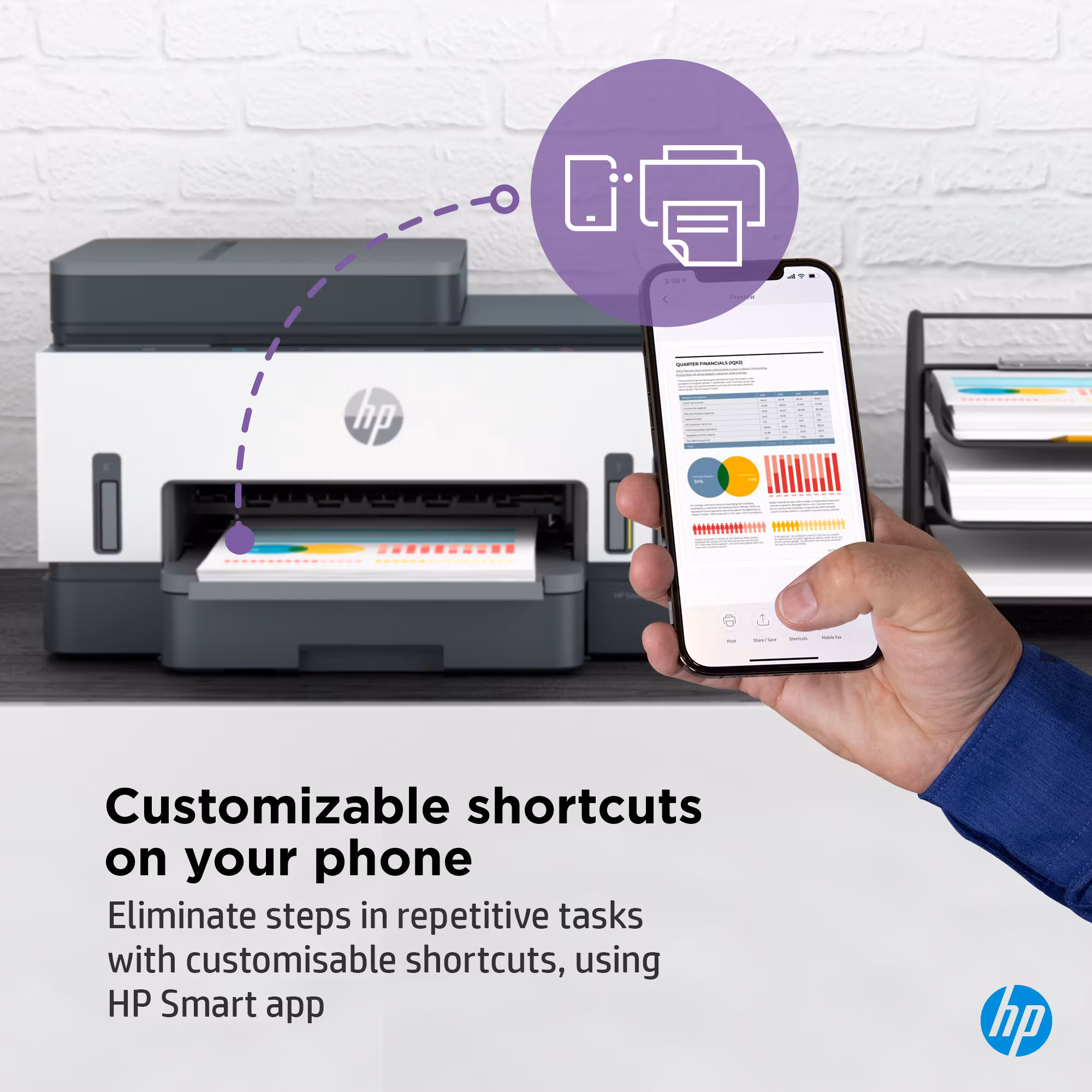 HP Smart Tank 7305 trådlös multifunktionsskrivare i färg, dubbelsidig utskrift; kopiator, skanner