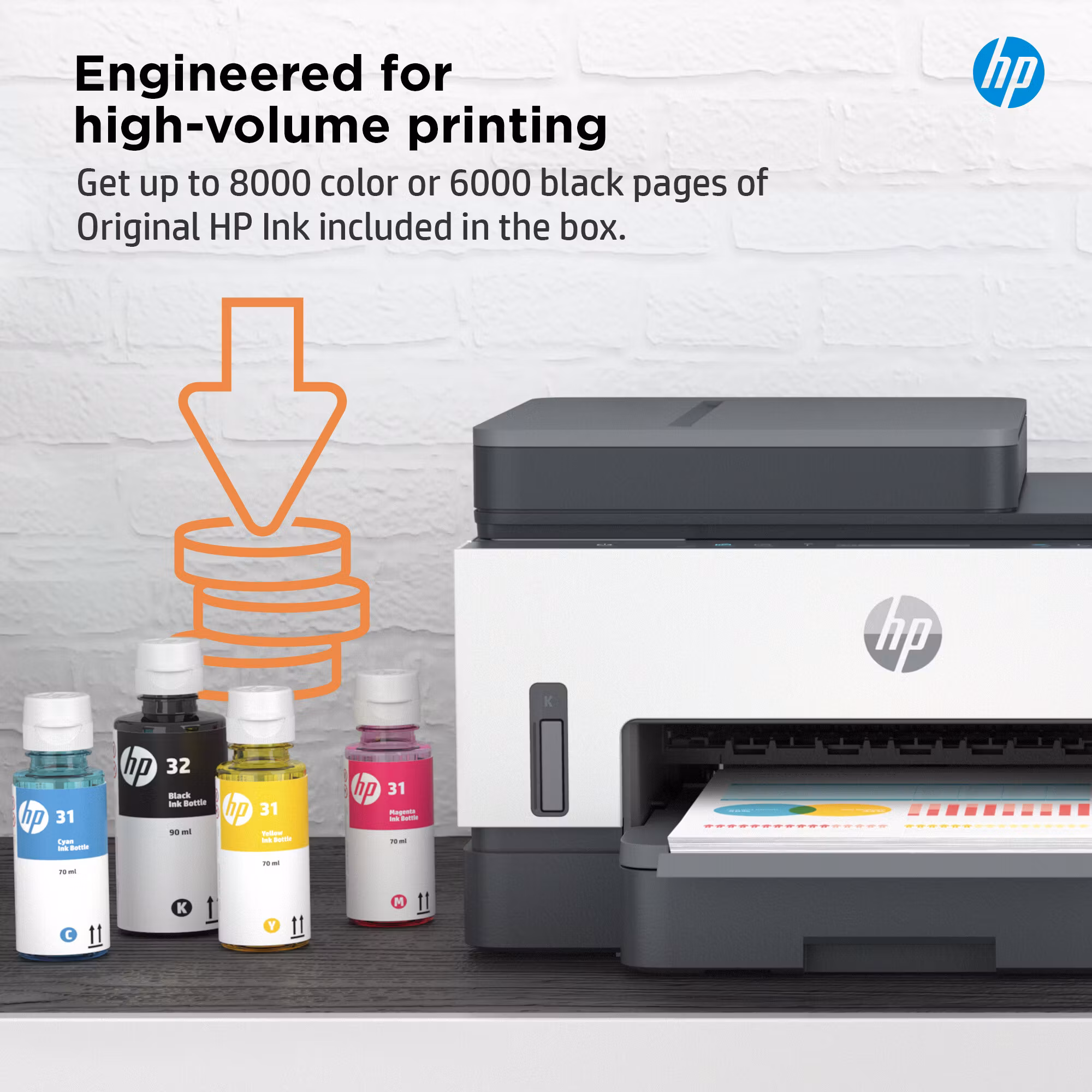 HP Smart Tank 7305 trådlös multifunktionsskrivare i färg, dubbelsidig utskrift; kopiator, skanner