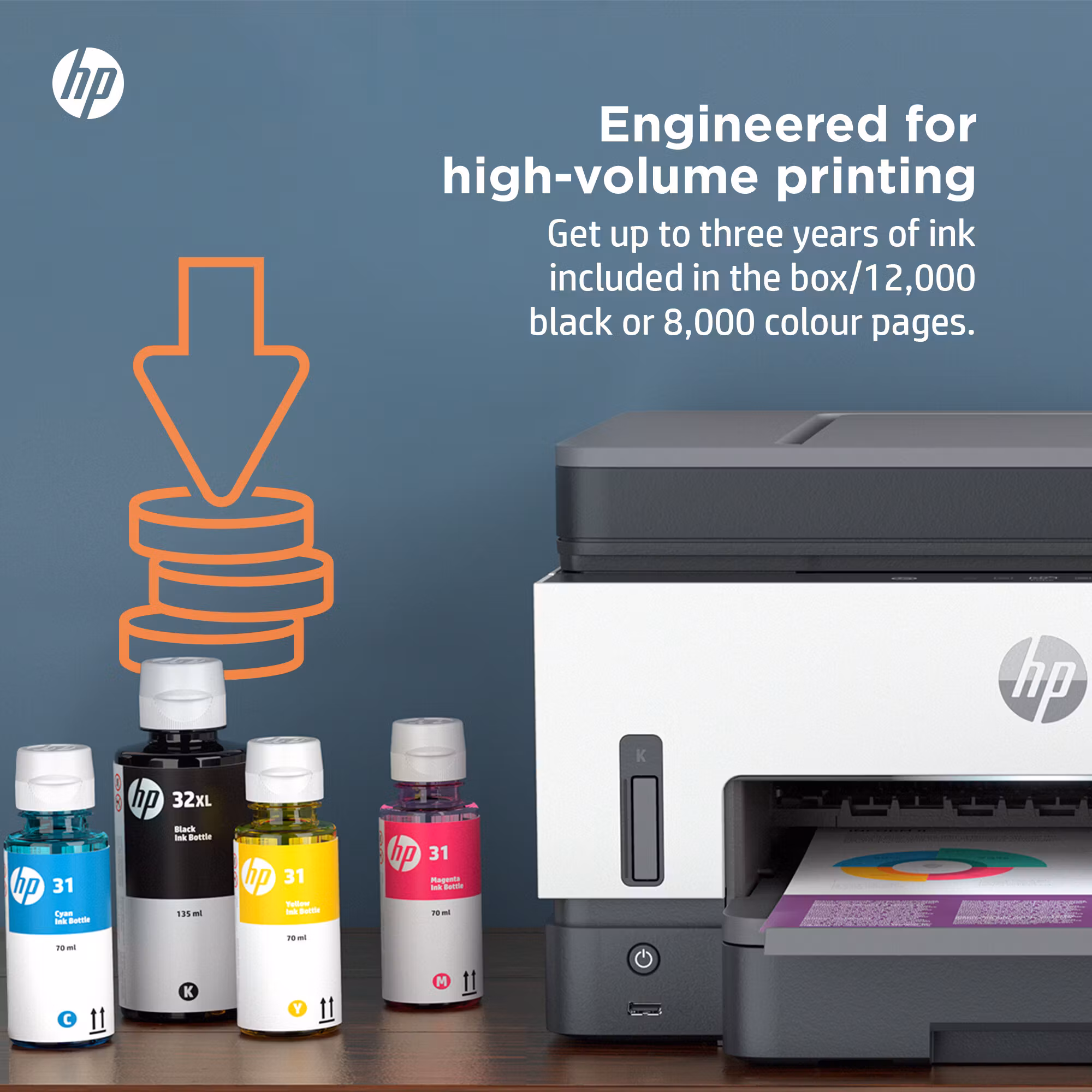 HP Smart Tank 7605 trådlös multifunktionsskrivare i färg, dubbelsidig utskrift; kopiator, skanner