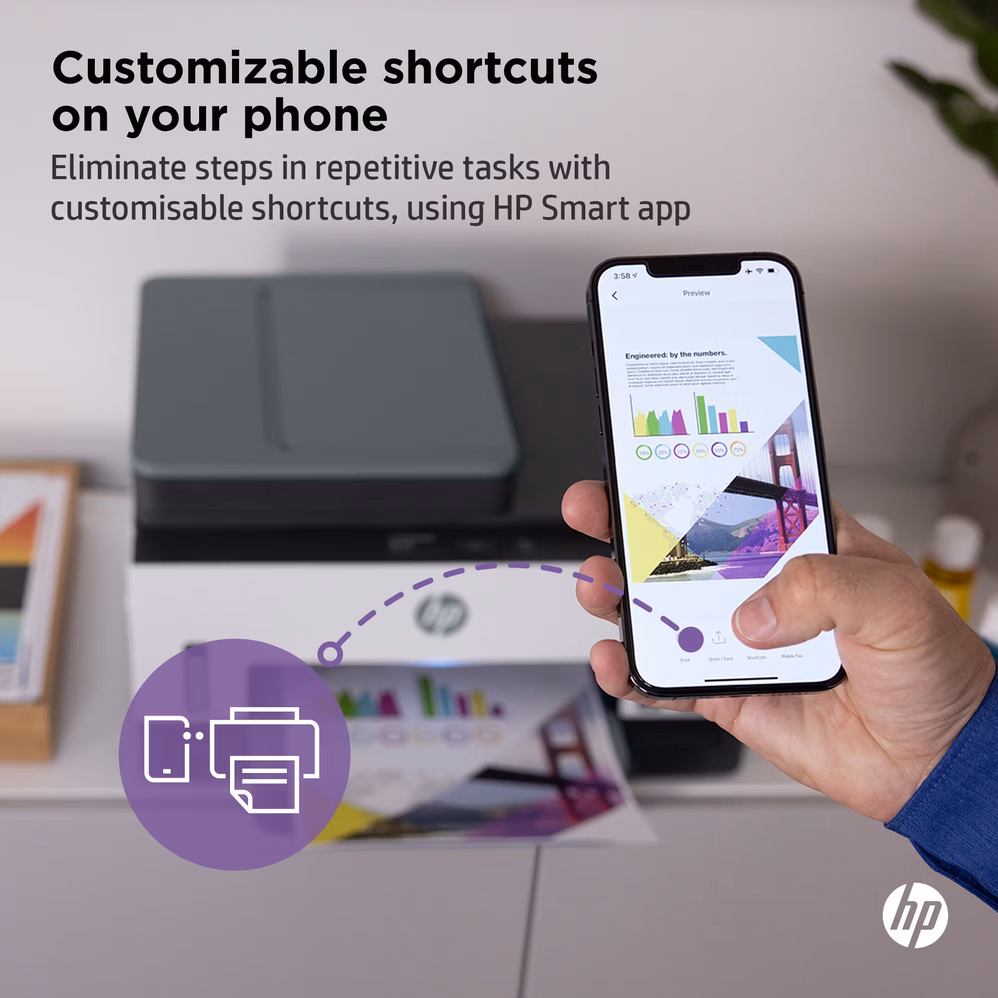 HP Smart Tank 7605 trådlös multifunktionsskrivare i färg, dubbelsidig utskrift; kopiator, skanner