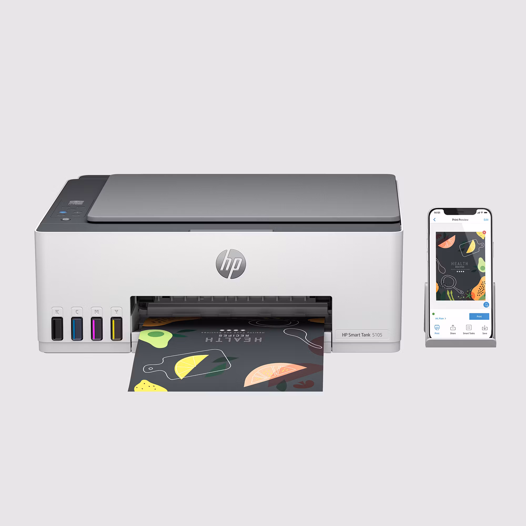 HP Smart Tank 5105 trådlös multifunktionsskrivare i färg – skrivare, kopiator, skanner
