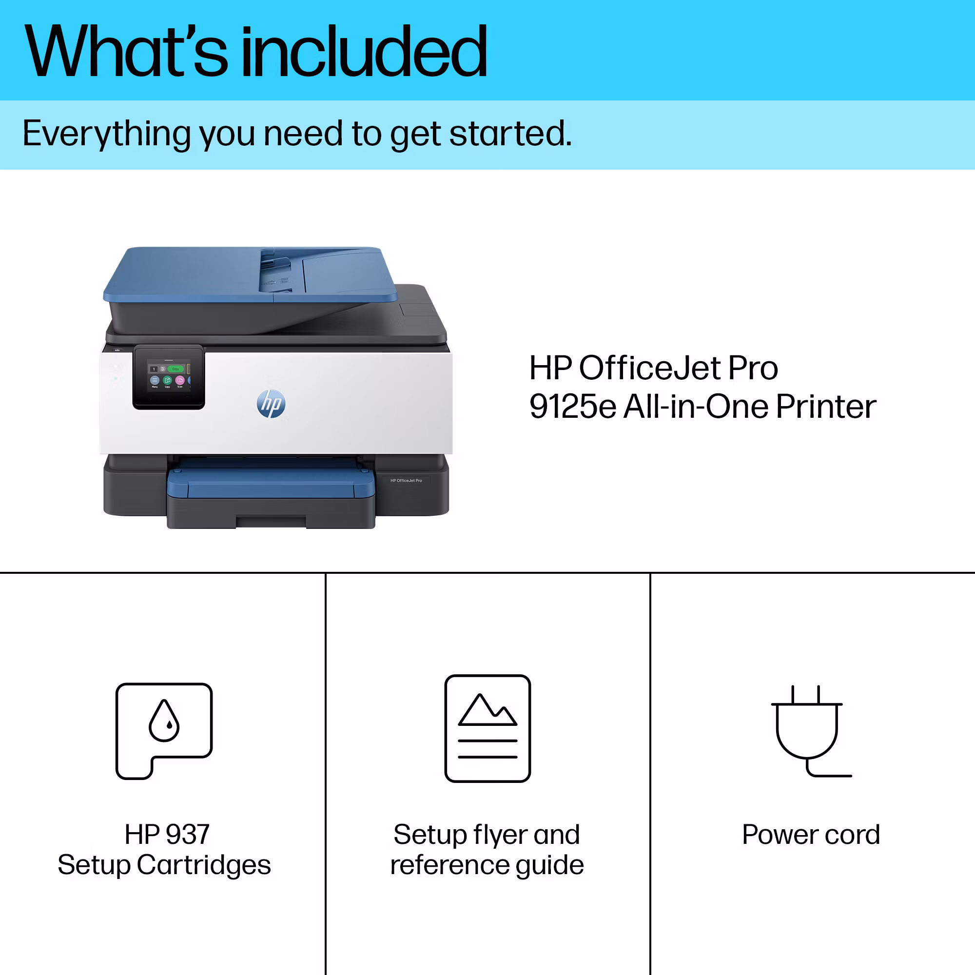 HP OfficeJet Pro 9125e trådlös multifunktionsskrivare i färg, Instant Ink, dubbelsidig utskrift