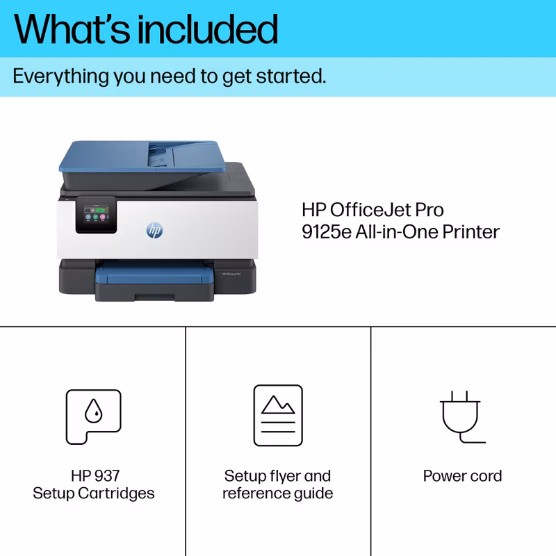 HP OfficeJet Pro 9125e trådlös multifunktionsskrivare i färg, Instant Ink, dubbelsidig utskrift