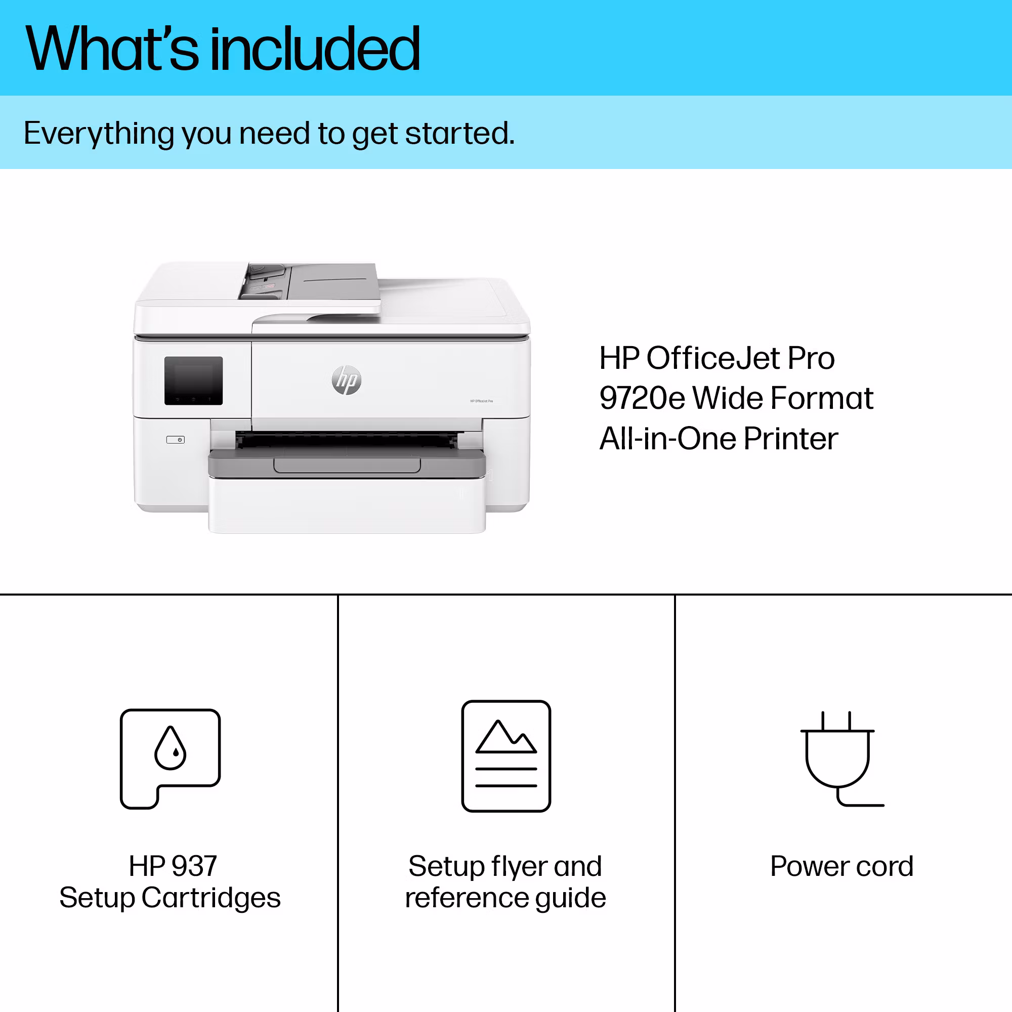 HP OfficeJet Pro 9720e trådlös multifunktionsskrivare i färg, dubbelsidig utskrift; kopiator, skanner
