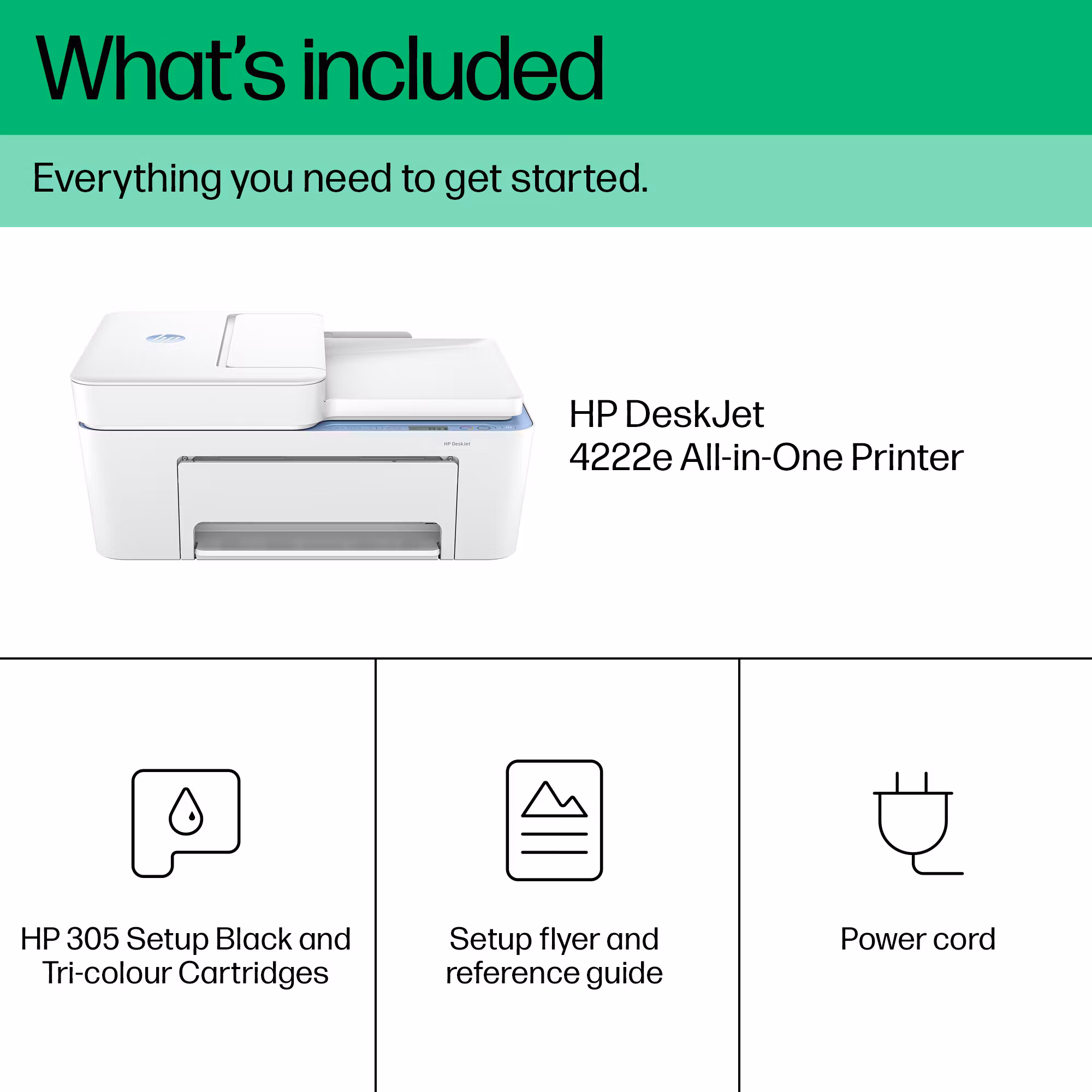 HP DeskJet 4222e trådlös multifunktionsskrivare i färg, Instant Ink; kopiator, skanner