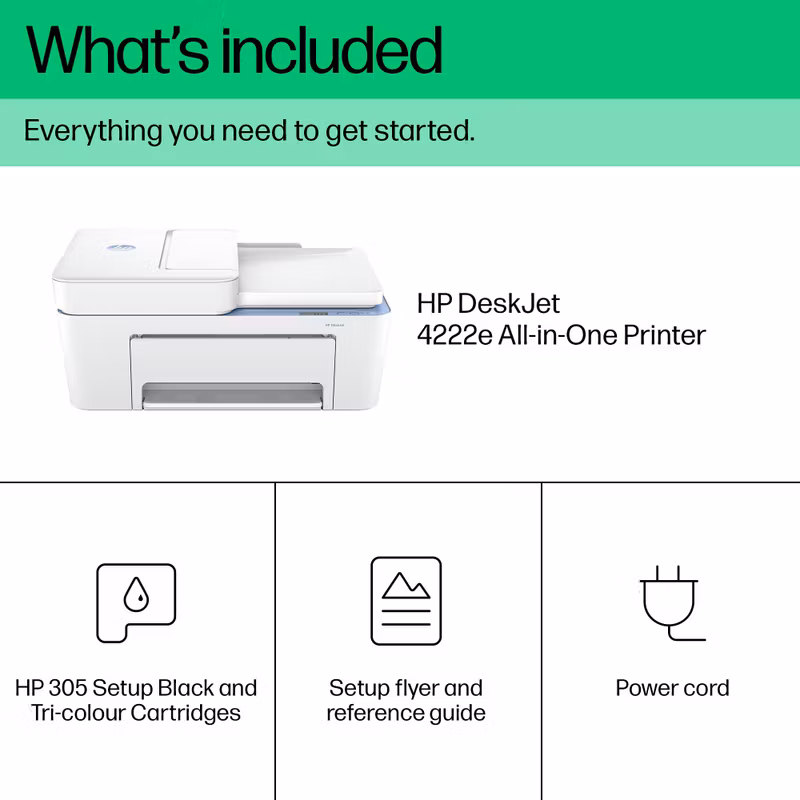 HP DeskJet 4222e trådlös multifunktionsskrivare i färg, Instant Ink; kopiator, skanner