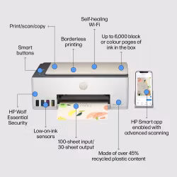 HP Smart Tank 5107 trådlös multifunktionsskrivare i färg – skrivare, kopiator, skanner