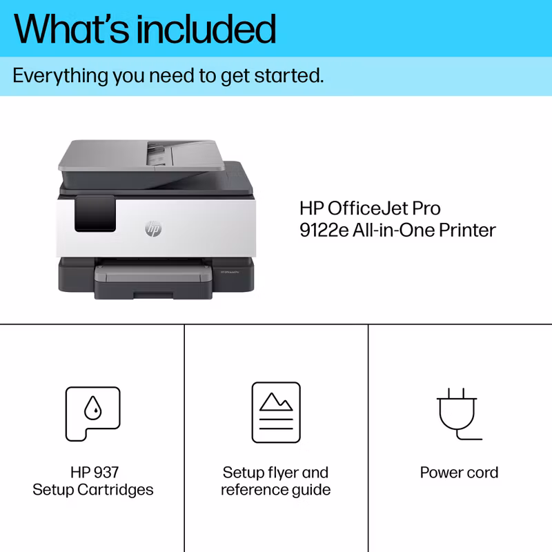 HP OfficeJet Pro 9122e trådlös multifunktionsskrivare i färg, Instant Ink, dubbelsidig utskrift