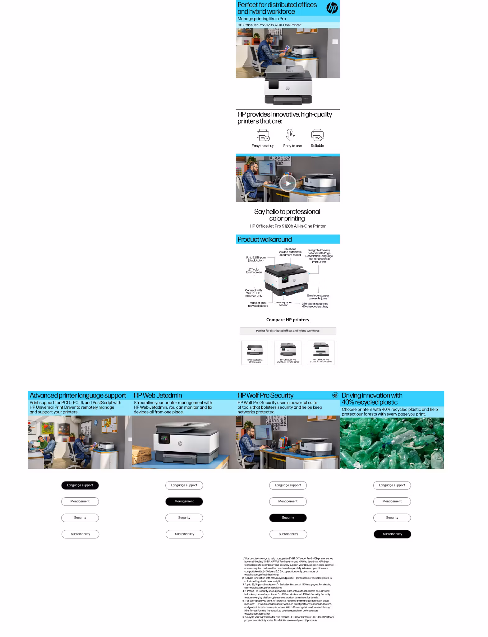 HP OfficeJet Pro 9120b trådlös multifunktionsskrivare i färg, dubbelsidig utskrift; kopiator, skanner